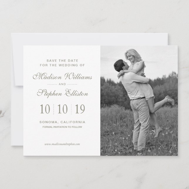 White Peonies & Leaf Watercolor - Save the Date (Front)