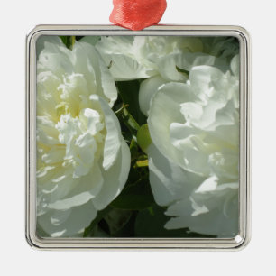 White Peonies Metal Ornament