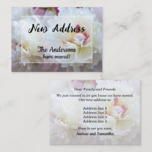 White Peonies New Address Announcement