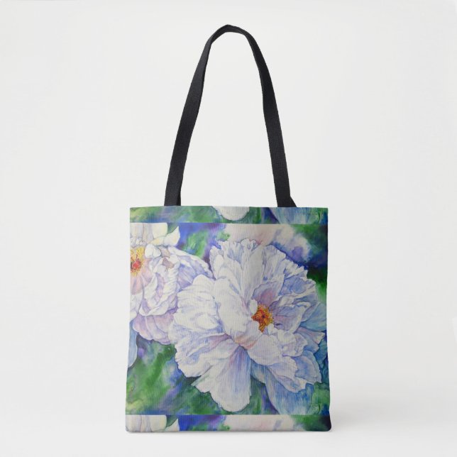 White Peonies Tote Bag (Front)