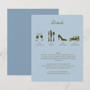White Peonies with Baby Blue DETAILS Invitation