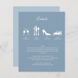White Peonies with Baby Blue DETAILS Invitation