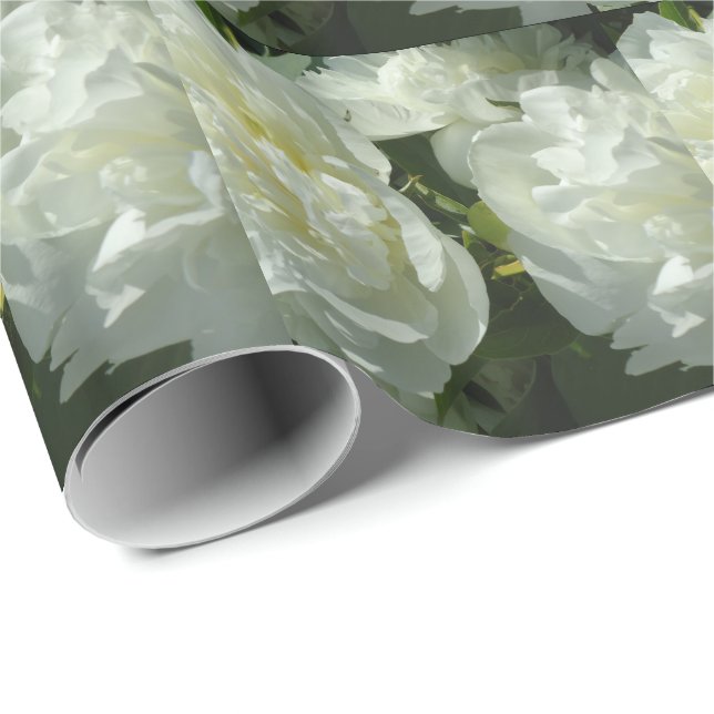 White Peonies Wrapping Paper (Roll Corner)