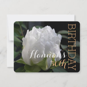 White Peony 30th Birthday Party Invitation