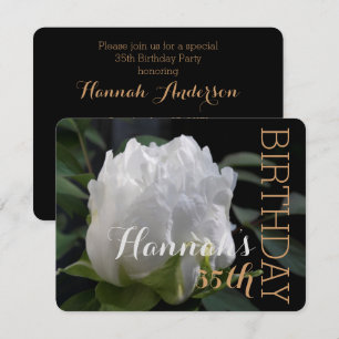 White Peony 35th Birthday Party Invitation