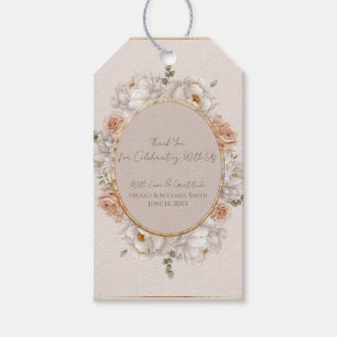 White Peony & Blush Rose Floral Wedding  Gift Tags