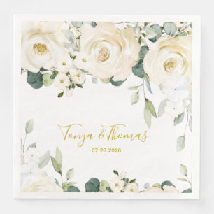 White Peony Epiphany Wedding Dinner Napkins