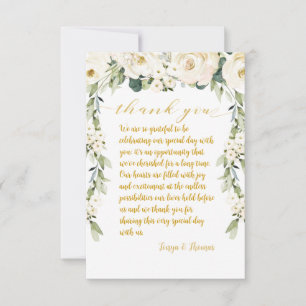 White Peony Epiphany Wedding Dinner Plate Thank You Card