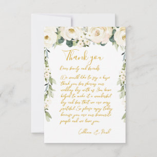 White Peony Epiphany Wedding Dinner Plate Thank You Card