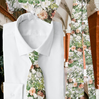 White Peony, Eucalyptus Pink Rose Tie