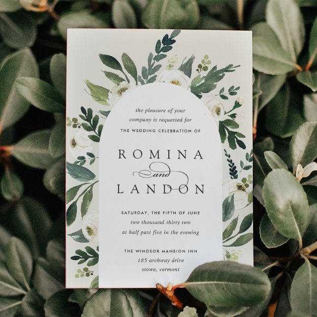 White Peony | Floral Arch Wedding Invitation (Creator Uploaded)