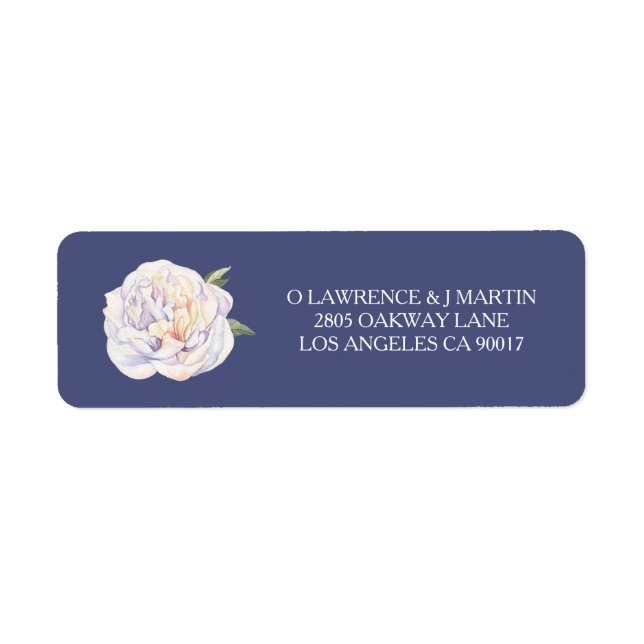 White Peony Floral Bloom Blue (Front)