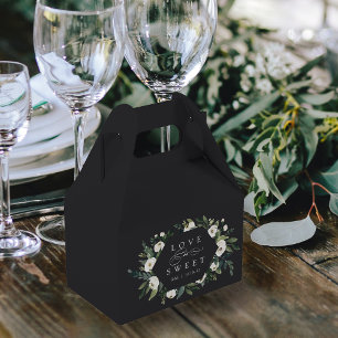 White Peony Floral Frame "Love is Sweet" Wedding Favor Box
