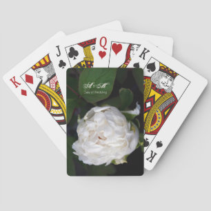 White Peony - Floral Photography - Personalized Playing Cards