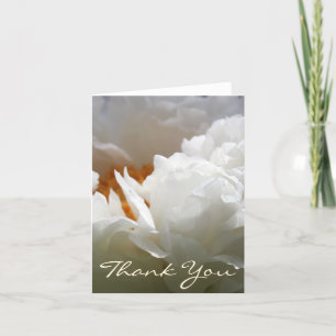 White Peony Floral Photography Thank You Note Card