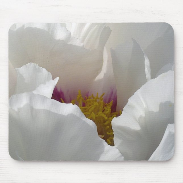 White Peony Flower Mousepad (Front)