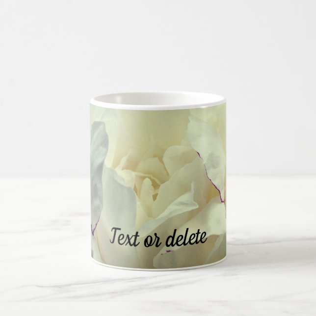 White Peony Flower Personalized Coffee Mug (Center)