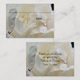 White Peony Flower Personalized Wedding Place Card