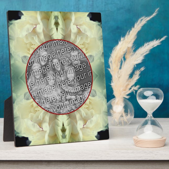 White Peony Flower Petals Create Your Own Photo  Plaque (Side)