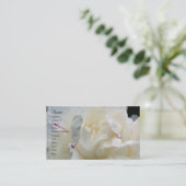 White Peony Flower Petals Nature Business Card (Standing Front)