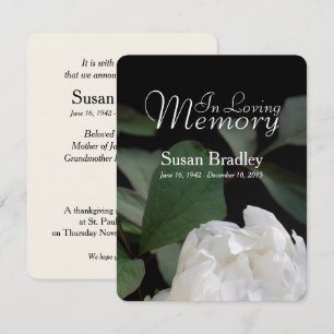 White Peony Memorial Funeral Announcement I