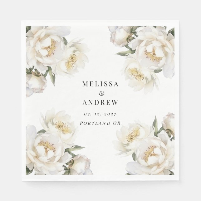 White Peony Napkin (Front)