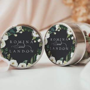 White Peony   Personalized Floral Wedding Classic Round Sticker