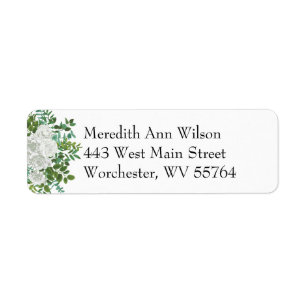 White Peony & Rose Floral Return Address Labels