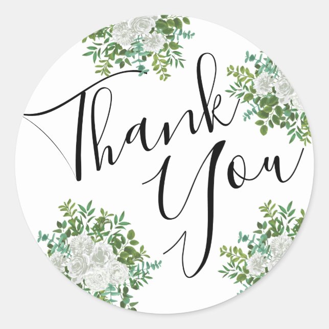 White Peony & Rose Floral Sticker Envelope Seal (Front)