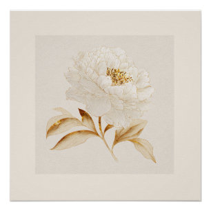 White Peony Wall Art – Symbol of Abundance & Calm