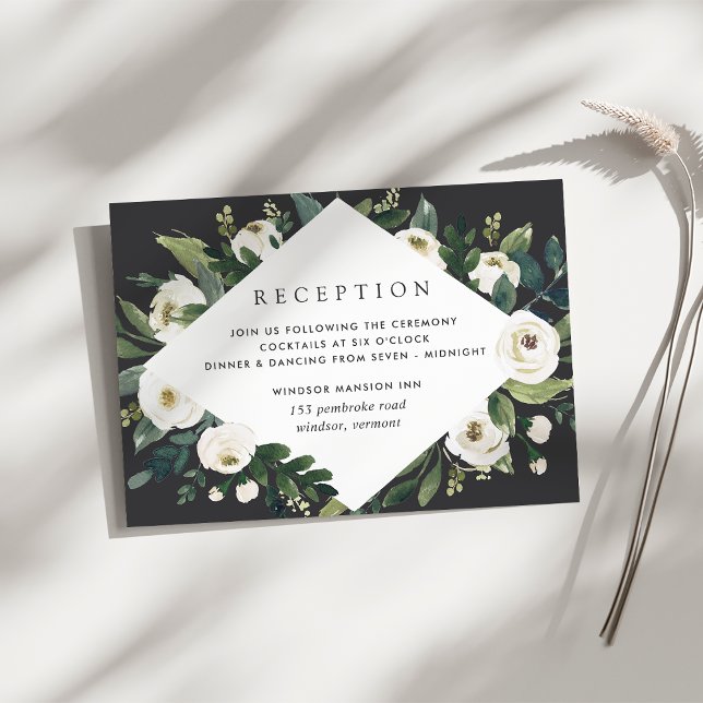 White Peony | Watercolor Floral Wedding Reception Enclosure Card (Creator Uploaded)