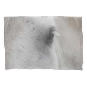 White Percheron Horse Eye  Pillowcase