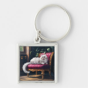 White Persian Cat Keychain