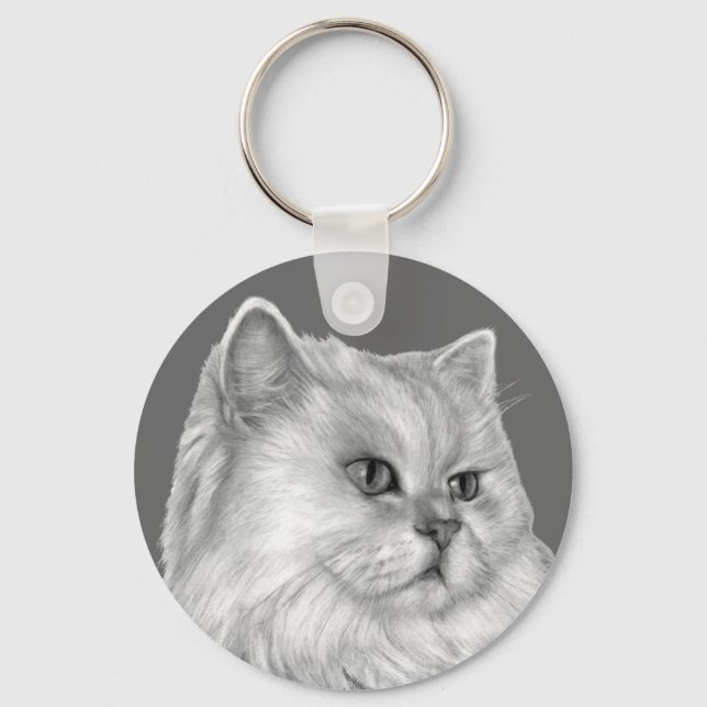 White Persian Cat Keychain (Front)