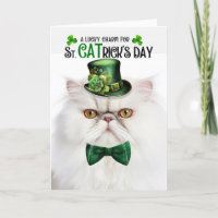 White Persian Cat Lucky Charm St CATrick's Day