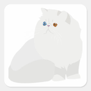 white persian cat square sticker