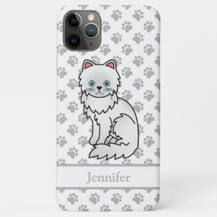 White Persian Cute Cartoon Cat & Name iPhone 11 Pro Max Case