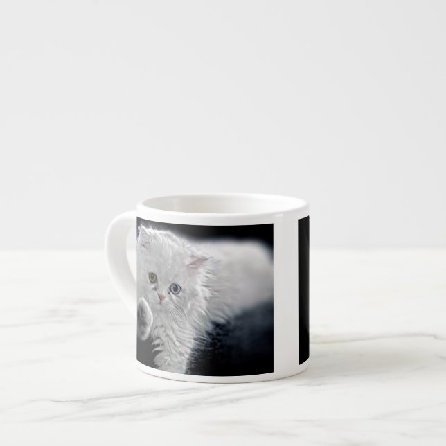 White Persian Kitten Espresso Cup (Front Left)