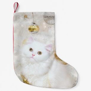 White persian kitty Christmas Small Christmas Stocking