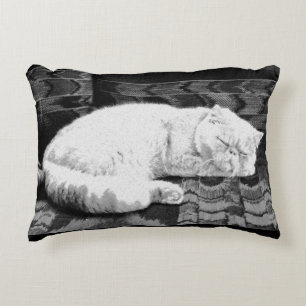 White Persian Sleeping Cat Accent Pillow