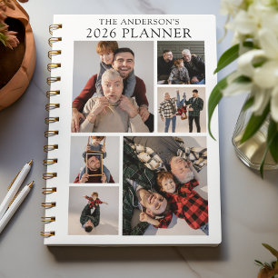 White Personalized 6 Photo Collage Yearly Planner