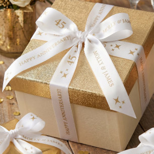 White Personalized Anniversary Gift Satin Ribbon