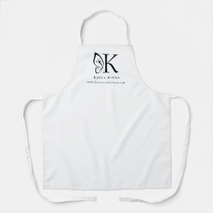 White Personalized Butterfly Wing Initial Monogram Apron
