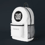 White | Personalized Corporate Logo and Text Printed Backpack<br><div class="desc">Simple Minimalist White | Personalized Corporate Logo and Text Modern Business Printed Backpack</div>