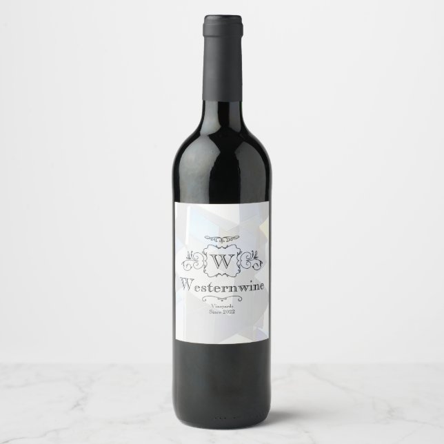 White Personalized Family Wine Bottle Label (Front)