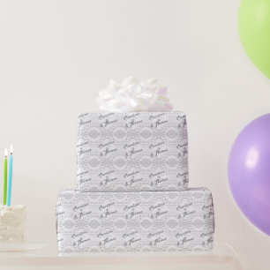 White Personalized Faux-Lace Wrapping Paper