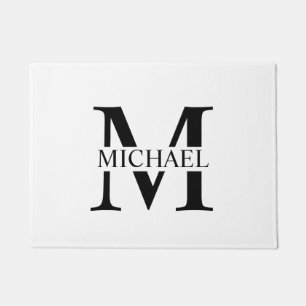 White Personalized Monogram and Name Doormat