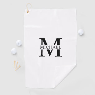 White Personalized Monogram and Name Golf Towel