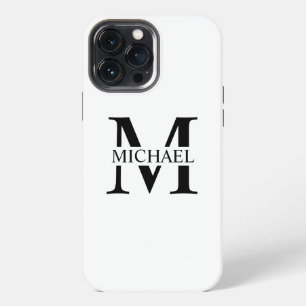 White Personalized Monogram and Name iPhone 13 Pro Max Case