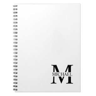 White Personalized Monogram and Name Notebook